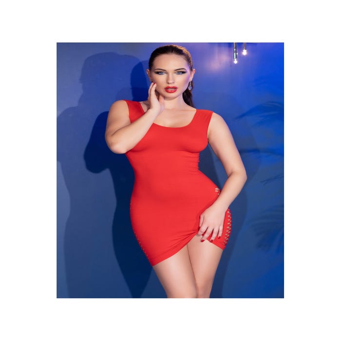 Robe ajourée CR4622 rouge