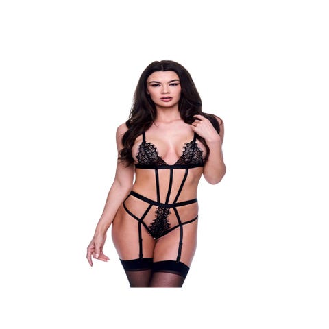 Body lanières & dentelle cils noir