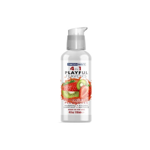 Gel massage et lubrifiant chauffant 4 en 1 Straw-Kiwi Pleasures 118 ml