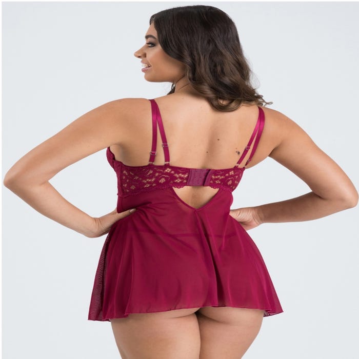 Nuisette babydoll Parisienne bordeaux