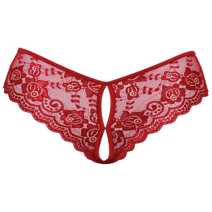 Culotte ouverte noeud & dentelle rouge