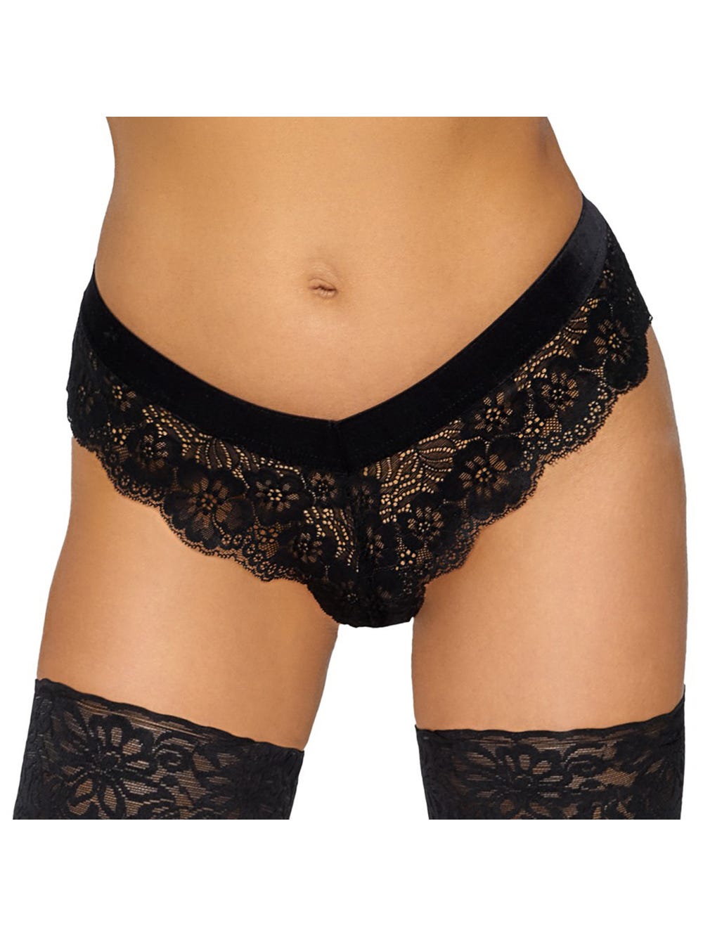 String dentelle & chaîne stimulante noir main product photo