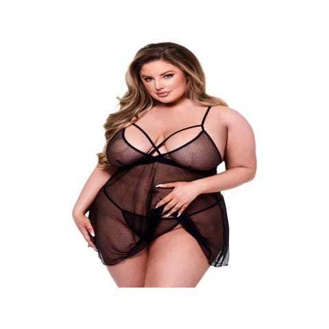Nuisette babydoll maille transparente noir GT