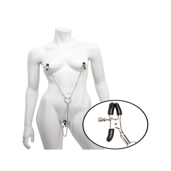 Pinces à tétons et clitoris ajustables Bondage Boutique