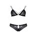 Ensemble 2 pièces lanières & dentelle fleurs noir