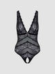 Body ouvert dentelle & maille transparente noir