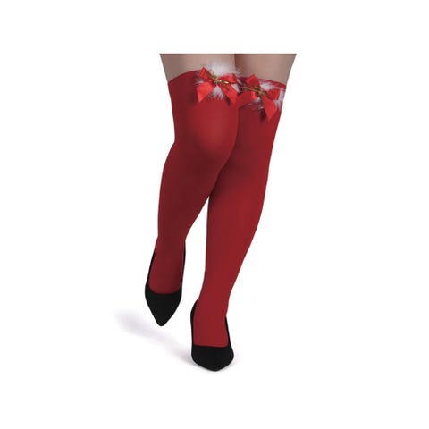 Bas opaque clochettes rouge