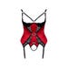 Guêpière ouverte satin & dentelle rouge