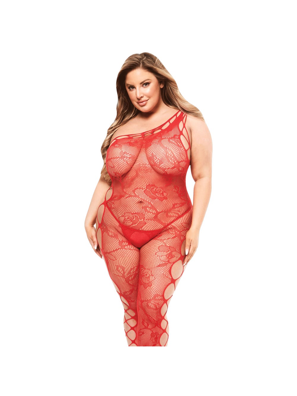 Combinaison ouverte asymétrique résille rouge GT main product photo