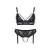 Ensemble 2 pièces ouvert imprimé floral noir