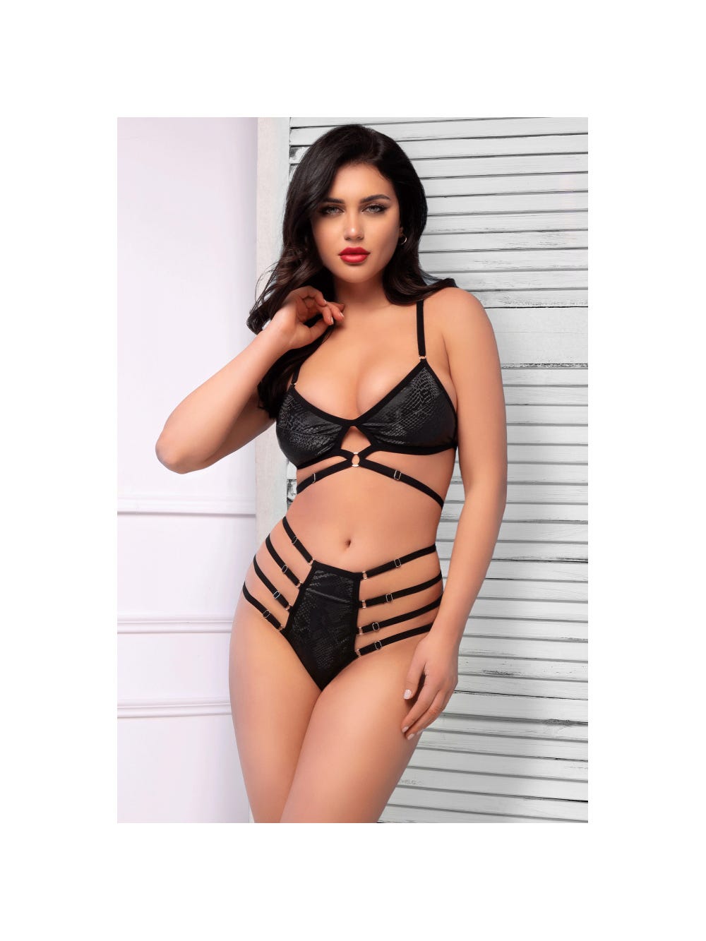 Ensemble 2 pièces CR4637 imprimé serpent noir main product photo