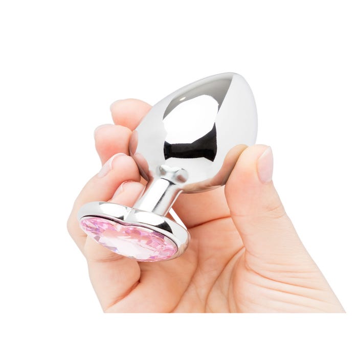 Plug anal bijou coeur Secret Shine rose large