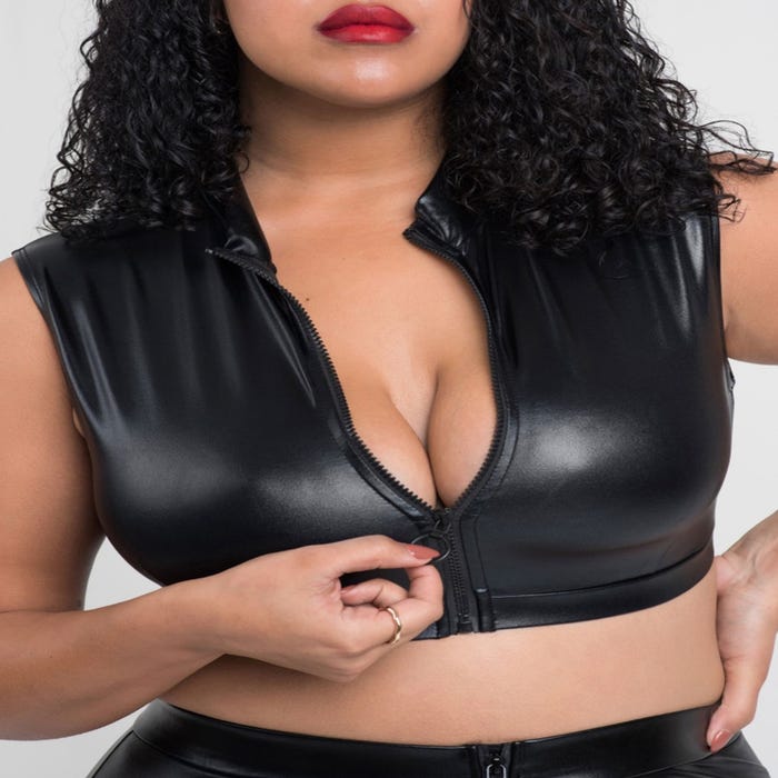 Crop top Fierce wetlook noir GT