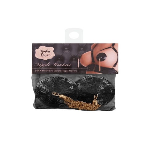 Cache-tétons Chain noir & or
