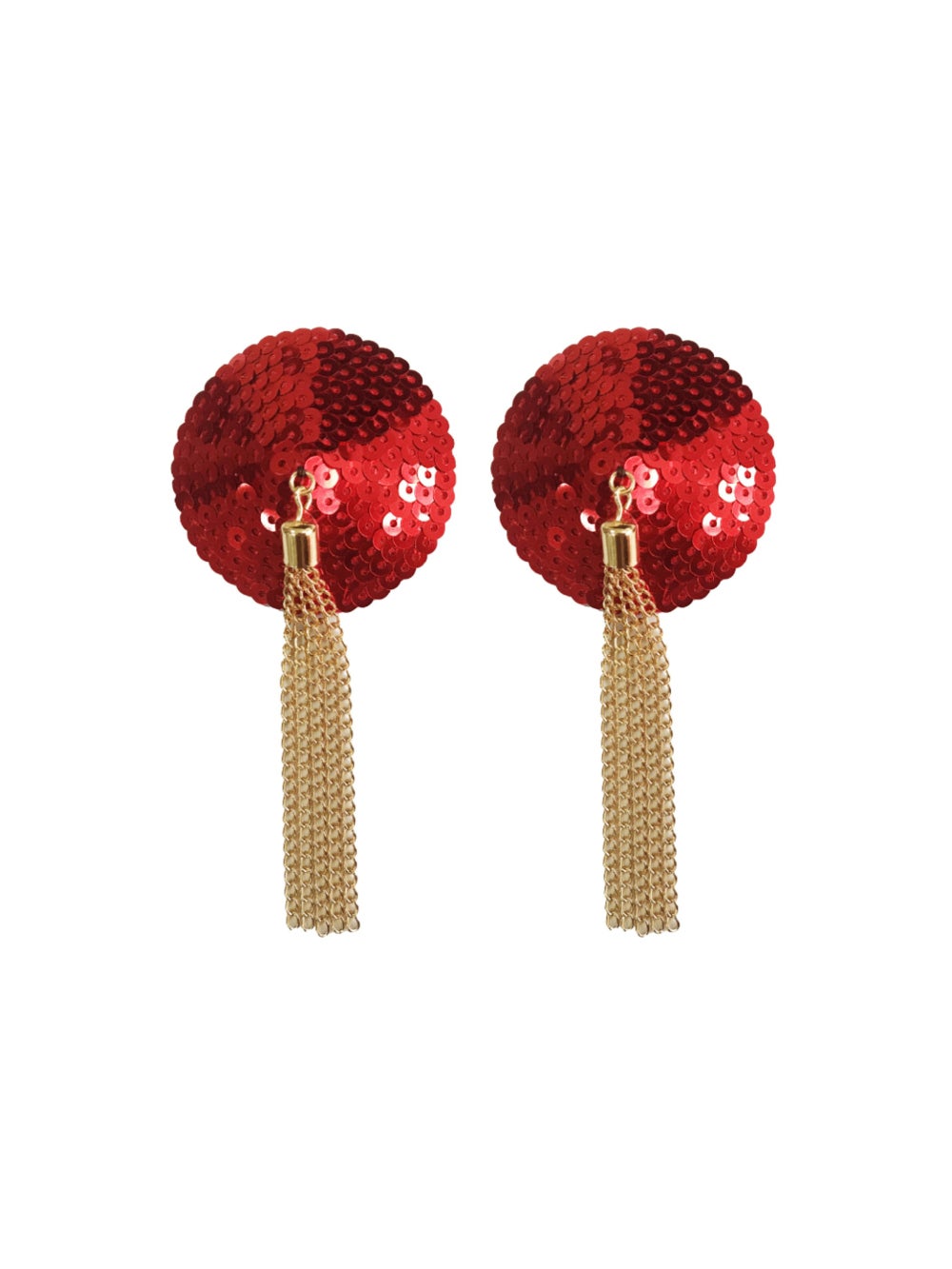 Cache-tétons Chain rouge & or