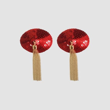 Cache-tétons Chain rouge & or