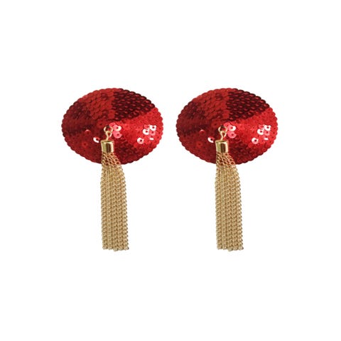 Cache-tétons Chain rouge & or