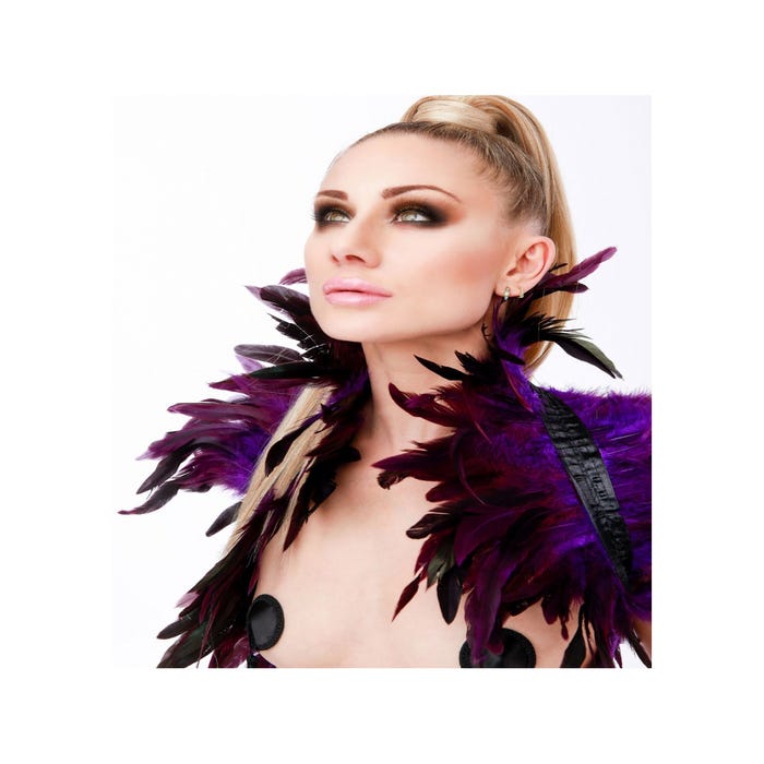 Harnais fausses plumes violet 