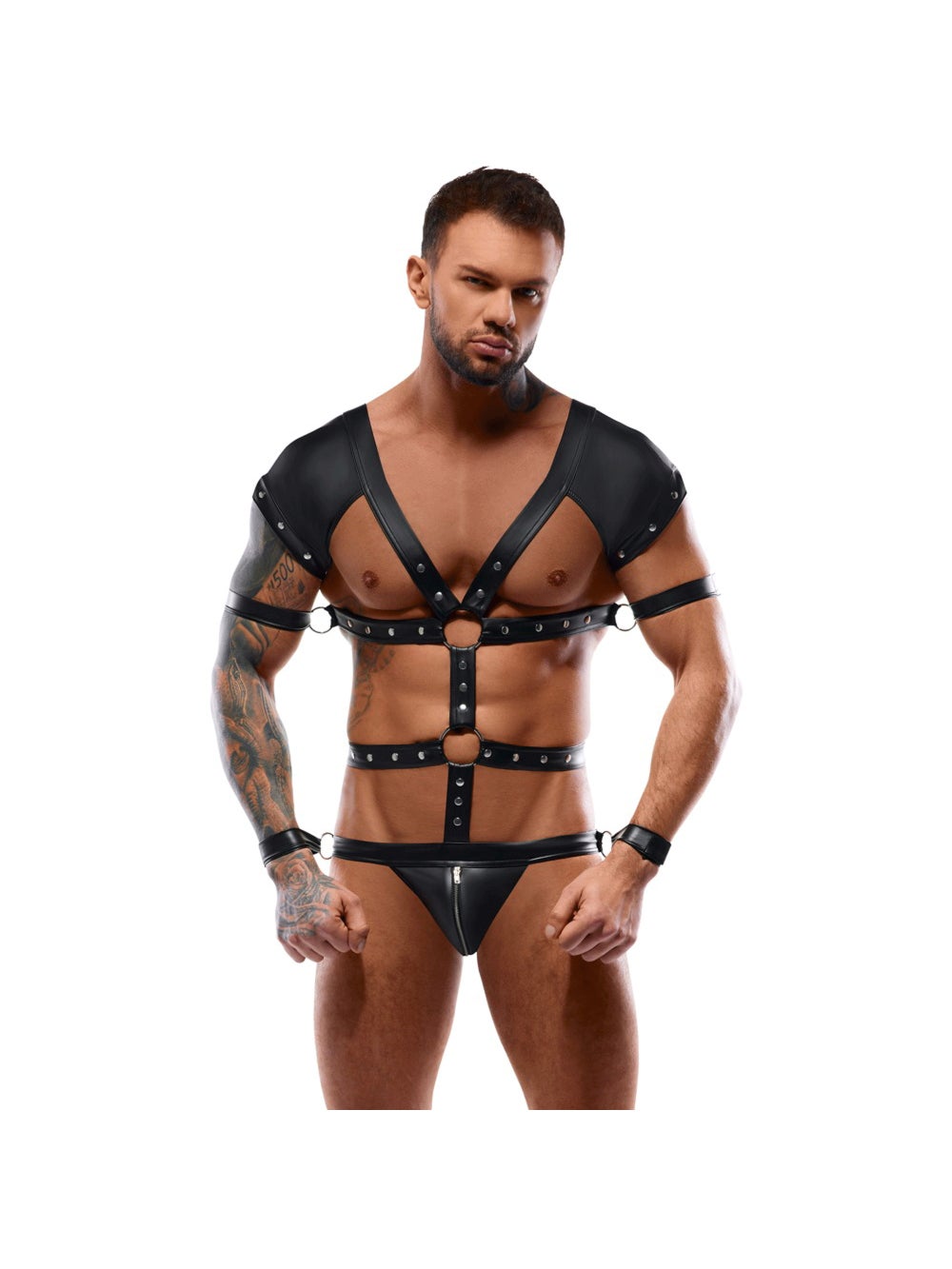 Body harnais & menottes noir 3