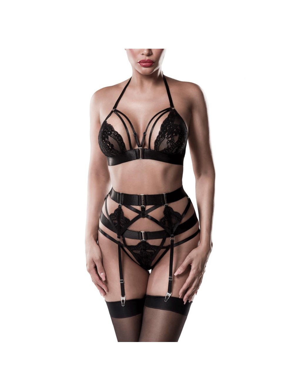 Ensemble 3 pièces dentelle 20059 Devote noir  main product photo