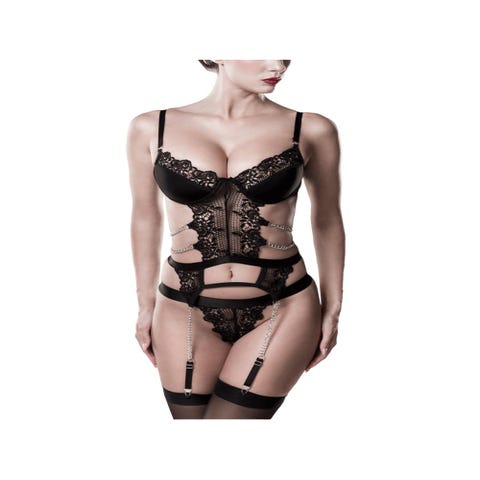 Guêpière dentelle & chaînes 20225 Devote noir  