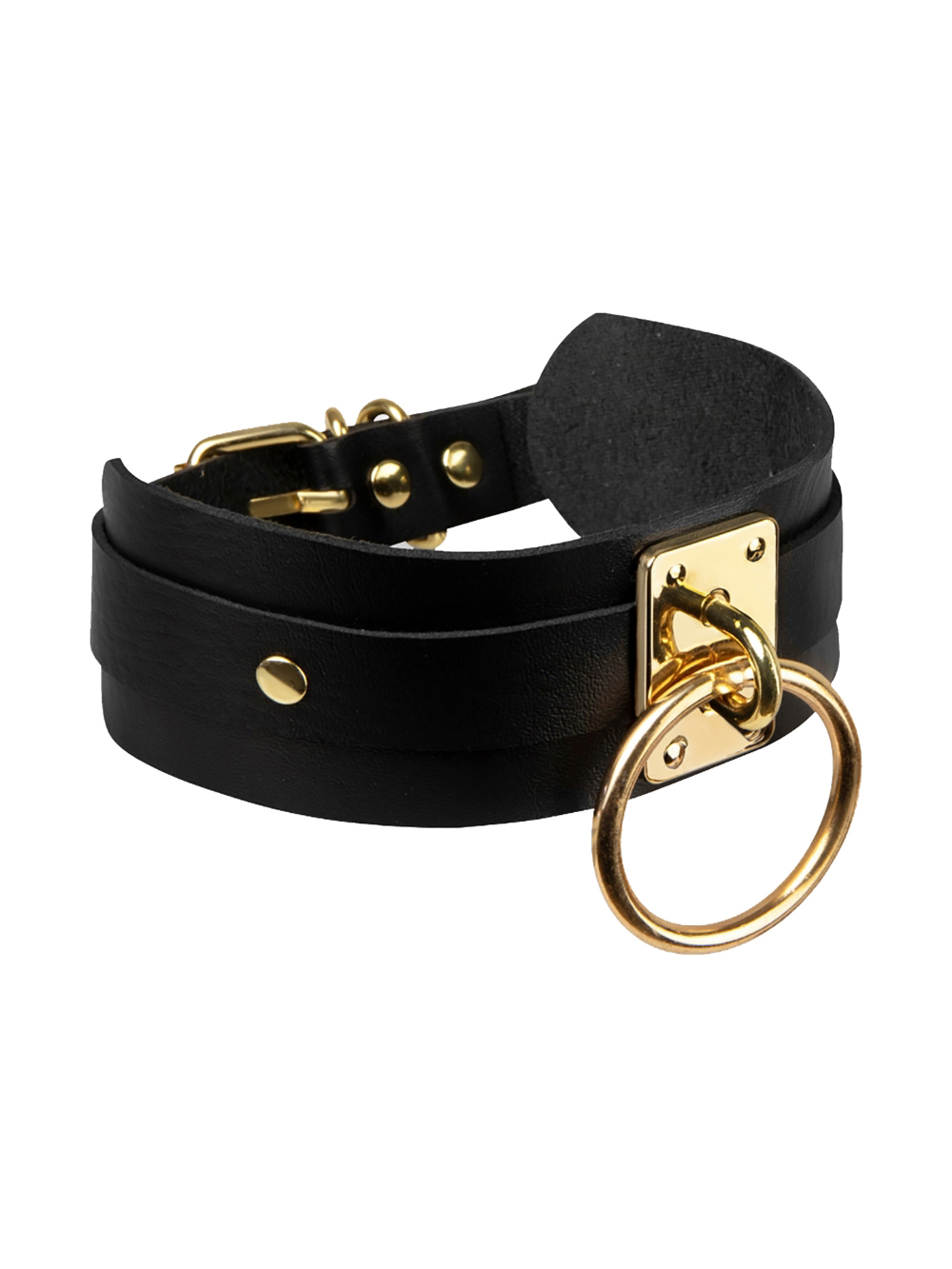 Collier BDSM O-Ring noir et or main product photo