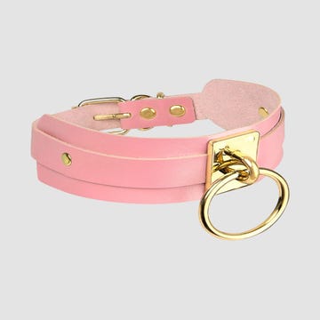Collier BDSM O-Ring rose et or