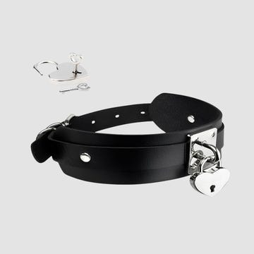 Collier BDSM cadenas coeur noir et argent