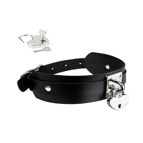 Collier BDSM cadenas coeur noir et argent