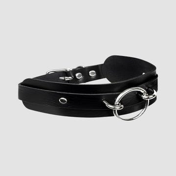 Collier BDSM anneau noir et or