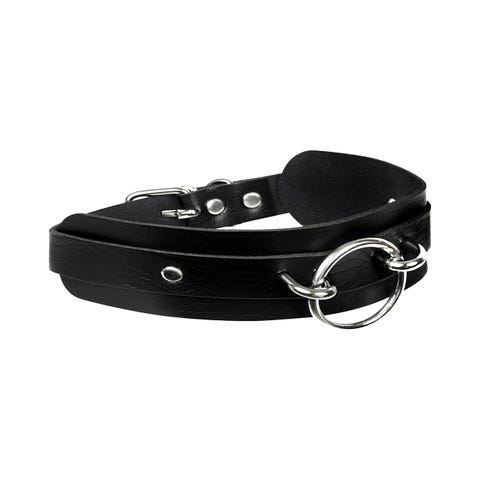 Collier BDSM anneau noir et or