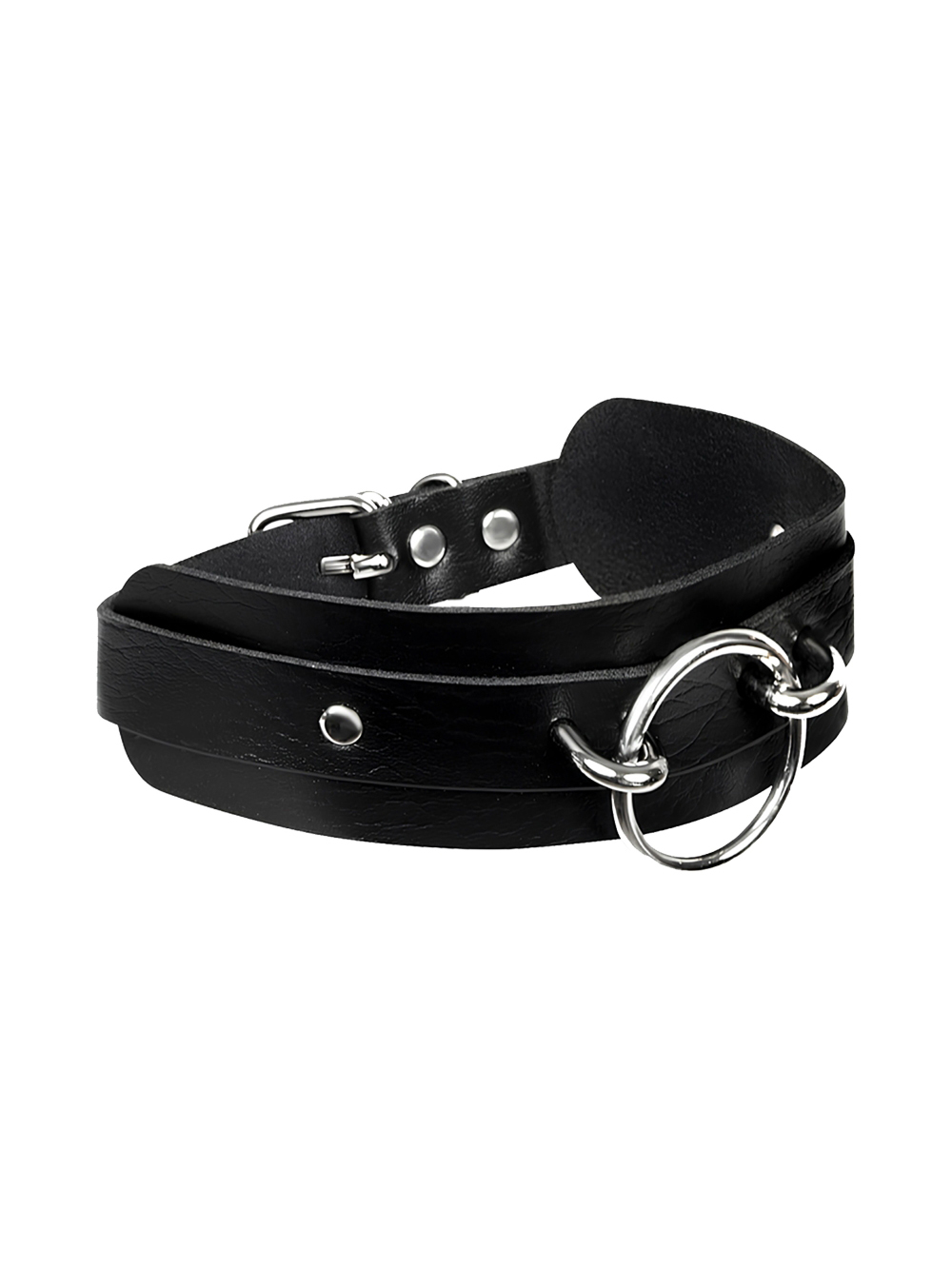 Collier BDSM anneau noir et argent main product photo