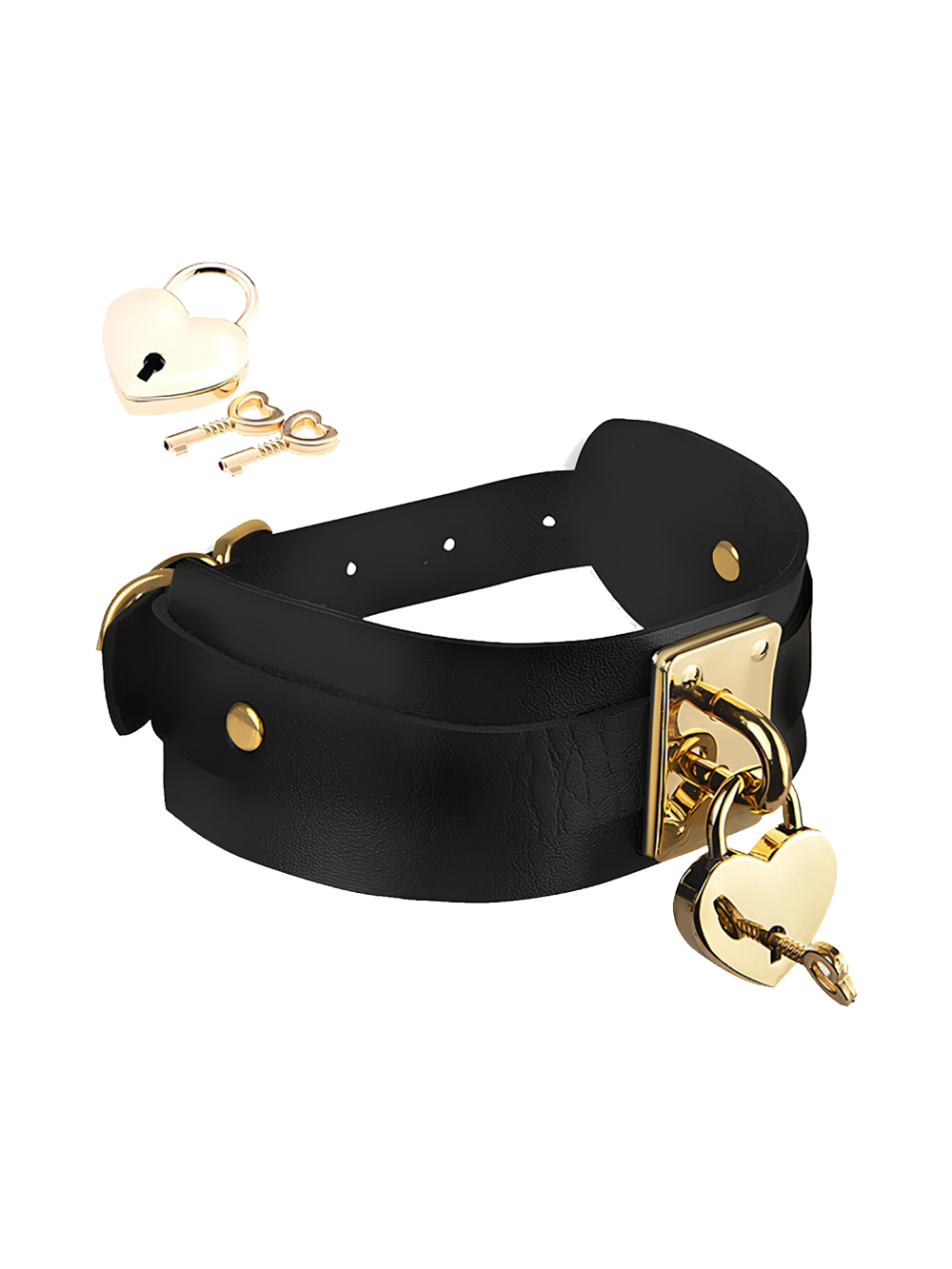 Collier BDSM cadenas coeur noir et or main product photo