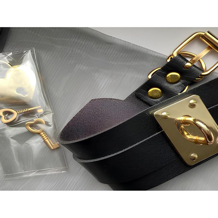 Collier BDSM cadenas coeur noir et or