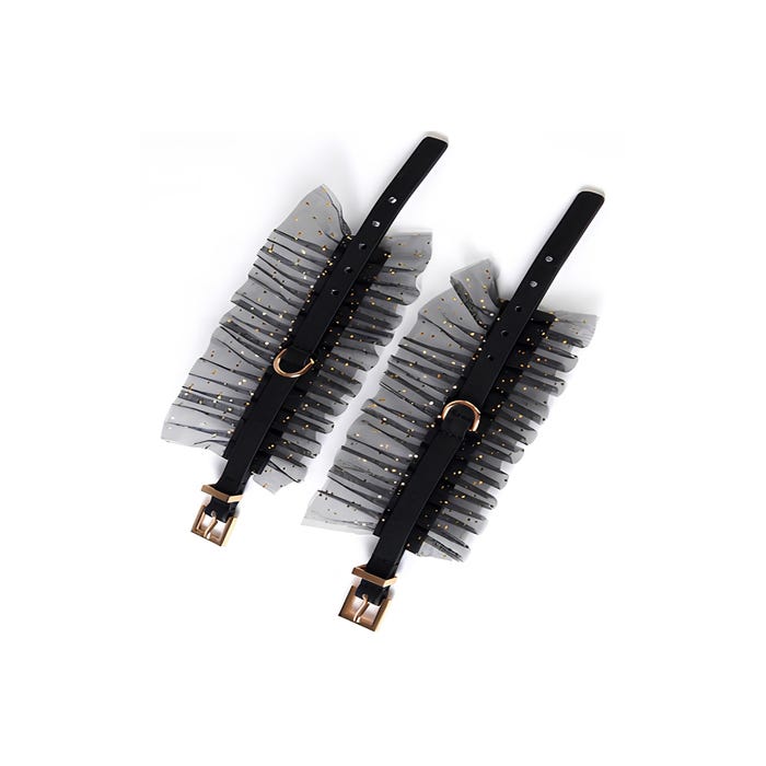 Menottes poignets tulle pailleté noir et or