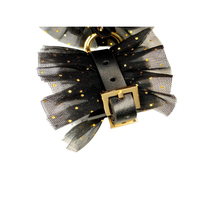 Menottes poignets tulle pailleté noir et or