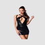 Robe décolleté lanières 18296 wetlook noir