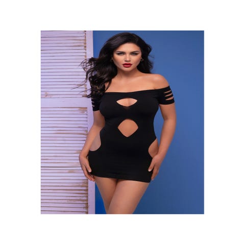 Robe ajourée dos nu CR4671 noir