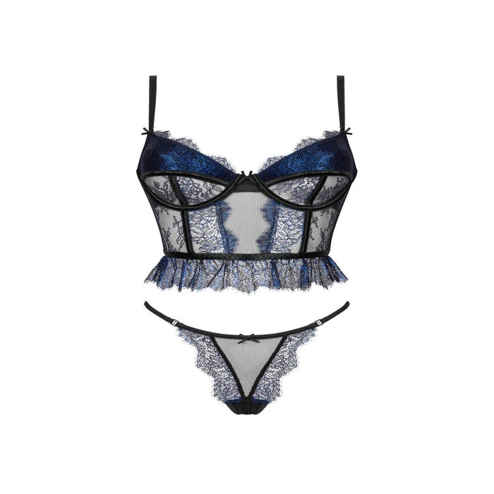 Ensemble 2 pièces Saphira noir & bleu   