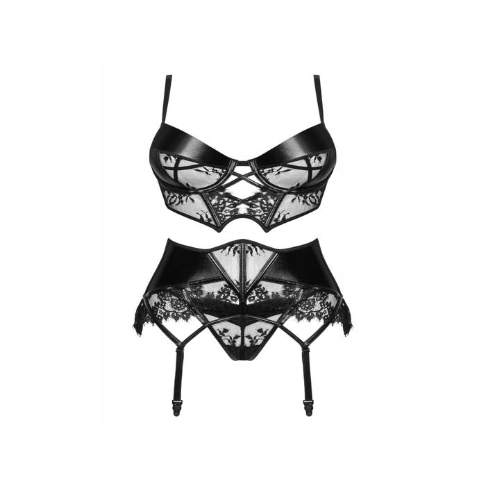 Ensemble 3 pièces Leona wetlook noir