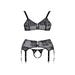 Ensemble 3 pièces ouvert zip & dentelle noir