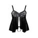 Nuisette babydoll motif floral noir