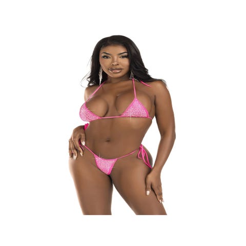 Bikini string strass rose