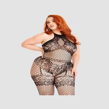 Combinaison ouverte 89291X résille & dentelle noir GT