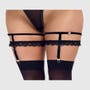 Jarretières noires en velours et dentelle avec jarretelles amovibles
