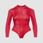 Body rouge effet peau de serpent à zip intégral