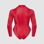 Body rouge effet peau de serpent à zip intégral