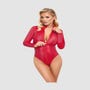 Body rouge effet peau de serpent à zip intégral