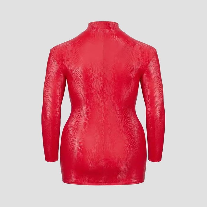 Robe rouge mini effet peau de serpent à fermeture éclair