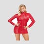 Robe rouge mini effet peau de serpent à fermeture éclair